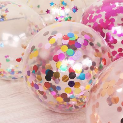 China Transparent balloons birthday party decoration latex confetti fiestas de cumpleanos gift toy stemless balloons for sale