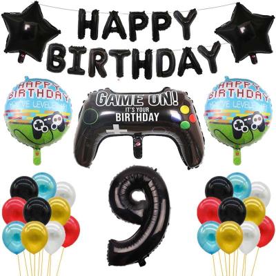 China Gift Toy 22 Pcs Gamer Birthday Party Decoration Game Banner Balloon Kit Boy Party Decoration Controller Balloon Set for sale