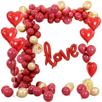 China Promotional toy 86 pack Ruby Balloon Heart Globos Red Latex Balloon Helium Room Decoration Wedding Balloon Arch Kit Wedding Party Decor for sale