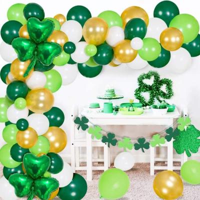 China St Patrick's Day Decoration Set Irish Balloon Garland Arch Garland Decorations Lucky Green Shamrock Foil Kit Green Theme Party Latex Balloon for sale