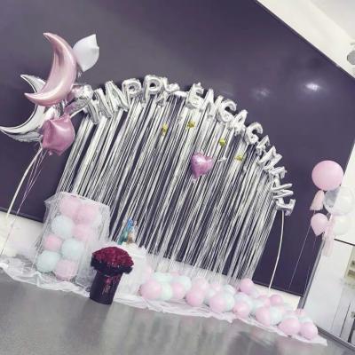 China Reusable Custom Birthday Party Aluminum Rain Tinsel Metallic Matte Rose Gold Backdrop Foil Fringe Rain Curtains for sale