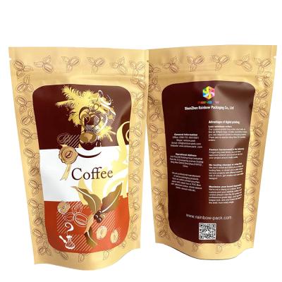 China Eco Friendly Customized Recyclable Paper Coffee Bag Printed Tea Chip Stand Up Pouch Kraft Tea Packaging Printing 100g Moisture Proof Paper Boxes for sale