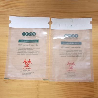 China Medisch laboratorium Zelfklevend 95kpa monster Zelfklevende 3-wandige transporttas voor biologisch gevaarlijk monster Te koop