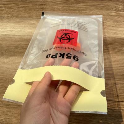 China Wholesale Sample Bag Biohazard Specimen Transport Bag Transparent 95kPa Biohazard Bag Specimen Transport Bag for sale