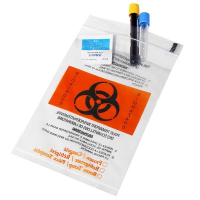 China Biohazard Specimen Bags,100pcs 6x9in/15x25cm With Biohazard Red Logo Printing, Ziplock Top Sample Bags Outside Pocket for sale