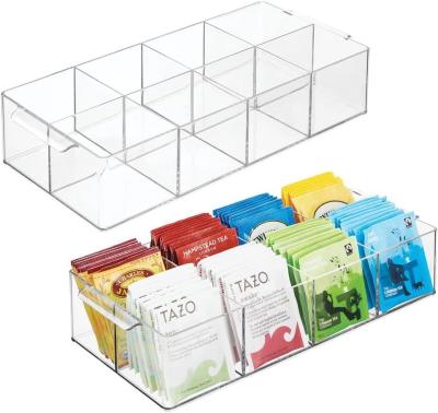 China Plastic Condiment Organizer and Tea Bag Holder - 8-Compartment Kitchen Pantry/Countertop Storage Caddy - Divided Chip for sale