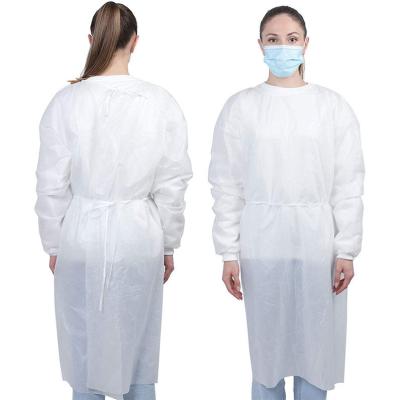 China Manufacturer Non Woven Medical Protective Elastic Knitted Cuffs PP+PE Hospital Gowns Disposable Isolation for sale