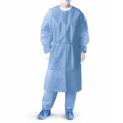 China Lab Coat SMS Work Wear Pocket Uniform Scrub Knee Length Non Woven Disposable With Knit Collar And Cuffs for sale