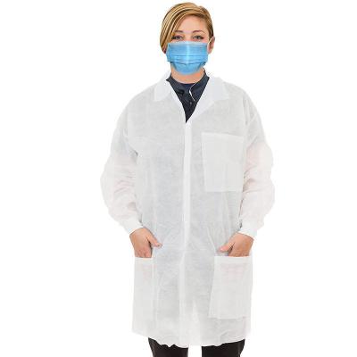 China PP SMS Hospital Uniforms Doctor Nurse Surgical Medical White Lab Coat Scrub Suit Adult Kids Chemistry Lab Suit for sale