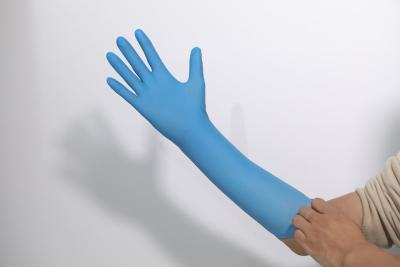 China High Quality Free Samples Sky Blue Disposable Wholesale Medic Powder Free Long Sleeve Non Sterile Nitrile Gloves for sale