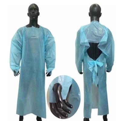 China CPE GOWN, PLASTIC MEDICAL DISPOSABLE APRONS FOR DOCTOR, BIOHAZARD APRON, SURGICAL APRON, LOGO CUSTOMIZED EXAM APRON for sale