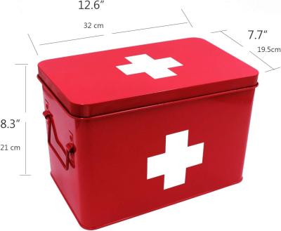 China Metal First Aid Storage Box First Aid Kit medicine storage storage box Medicine Tin, Metal Medicine Storage Box for sale