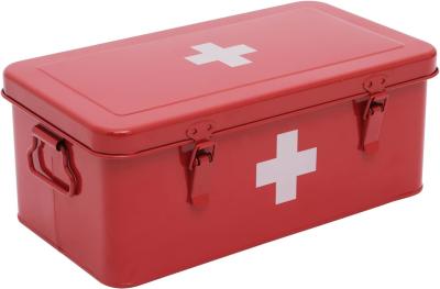 China First Aid Kit Supplies Bin, Metal Medicine Storage Tin, First Aid Empty Box with Safety Lock Home Emergency Tool Set for sale