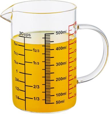 China Glass Measuring Cup-[Insulated Handle | V-Shaped Spout]-Made Of High Borosilicate Glass Measuring Cup For Kitchen for sale