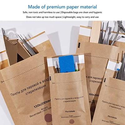 China Nail Salon Tool Dry Heat Sterilizer Pouches 75*150mm Disposable Sterilization Bags Autoclave Sterilizer Paper Bags for sale