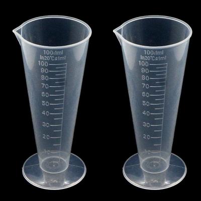 China 100mL Plastic Graduated Measuring Cup Capacity Beaker Cone Shape Round Base Labs Kitchen Clear for sale