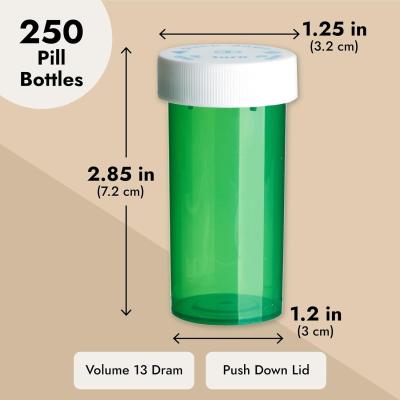 China 250 Pack Empty Pill Bottles with Caps, Plastic 13 Dram Medicine Vials for Prescription Medication, Supplements for sale