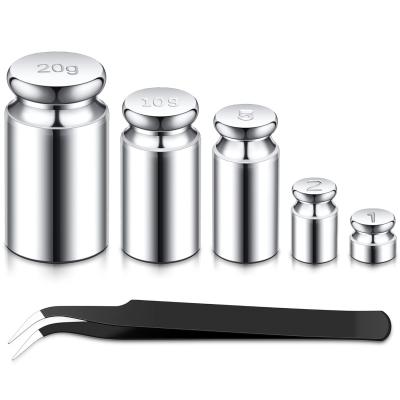 China 1g 2g 5g 10g 20g Gram Set For Digital Scale Balance And 1 Piece Calibration Weight Tweezer, Silver for sale