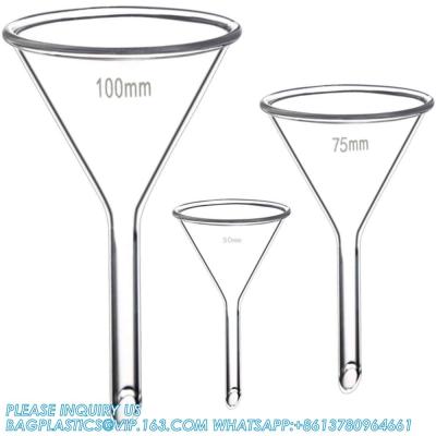 China Glass Funnel Set, 3 Sizes - 50, 75, And 100mm, Short Stem, Borosilicate Glass, Heavy Wall, Karter Scientific for sale