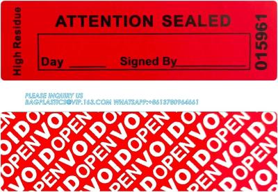 China Transfer Tamper Evident Security Warranty Void Seals / Stickers Security Tamper For Reusable Package(1 X 3.35Inches for sale