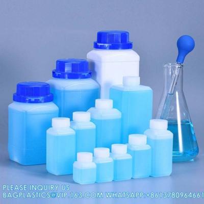 China Empty 250 ML 500 ML 1000 ML Wide Mouth Reagent Plastic Square Bottle With Inner Cap for sale