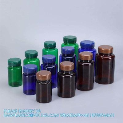 China 225ML 300ML Pill Medicine Amber PET Pharmaceutical Pill Capsule Medicine Bottles With Tamper Evident Lid for sale