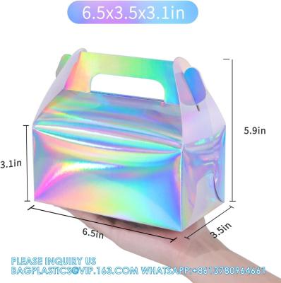 China Holographic Gift Box Cake Candy Biscuit Packaging Portable Carton For Wedding And Birthday Parties for sale