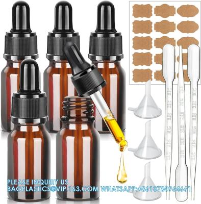 China Dropper Bottles 5PCS Amber Dropper Bottle With Funnels & Transfer Pipettes, Glass Tincture Bottles With Dropper 10ml for sale