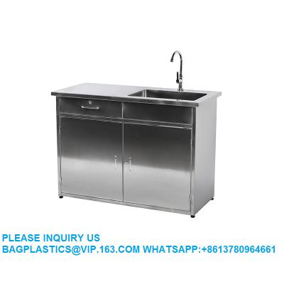 China Lab Furniture Supplies Factory Customized Laboratory Metal Stainless Steel Single Faucet Sink With Two Doors Cabinet for sale