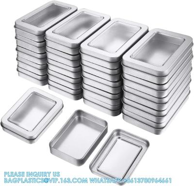 China Metal Tin Box Metal Tins With Lids Clear Top Tins Box Empty Storage Tins Case Rectangle Containers Can with Large for sale