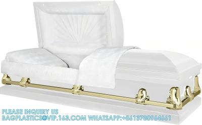 China Casket Orion Series Steel Casket (White And Gold) Handcrafted Funeral Casket - White And Gold Finish With White Crepe for sale