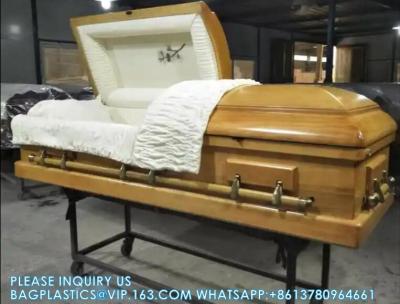 China Caskets Cambridge Mahogany Funeral Casket With Almond Velvet Interior - Solid Mahogany Wood for sale