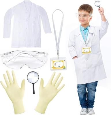 China Kids Scientist Lab Coat Costume Dress Up With Goggles ID Card Science Experiment Set For Age 3-10 for sale