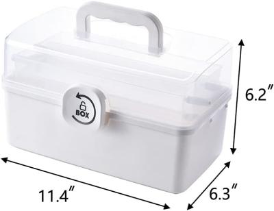 China Box With 3-Tier Fold Tray,Tool Organizer Portable Handled Case,Portable Lockable Container For Arts, Crafts,Cosmetic for sale