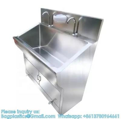 Chine Double Hand Washing Sink Wash Basin With Automatic Sensor Or Pedal Customized 304 Stainless Steel Scrub Sink Induction à vendre