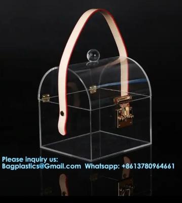 Chine High-End Bamboo Handle Acrylic Portable Square Box Portable Candy Gift Box à vendre