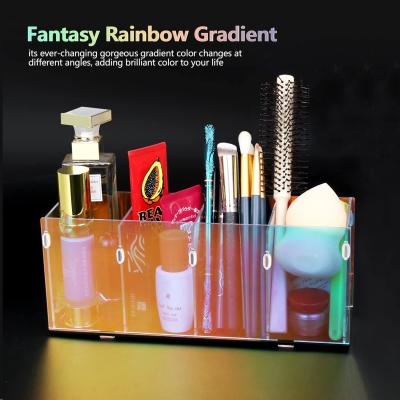 China Colorful Transparent Pencil Holders,Acrylic Pen Holder,Makeup Organizer 4 Compartments For Desk,Vanity,Office for sale