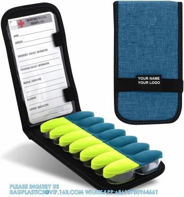 China Magnetic Folding Pill Organizer Supplement Case For OTC Medicine, Prescription Vitamins-14 Slots, Turquoise for sale