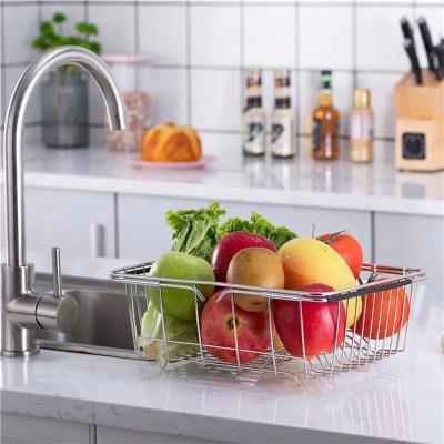 China Modern High Quality Viable Kitchen Stainless Steel Dish Rack Over Sink Storage Rack Sink Organizer Kitchen Drainer Basket for sale