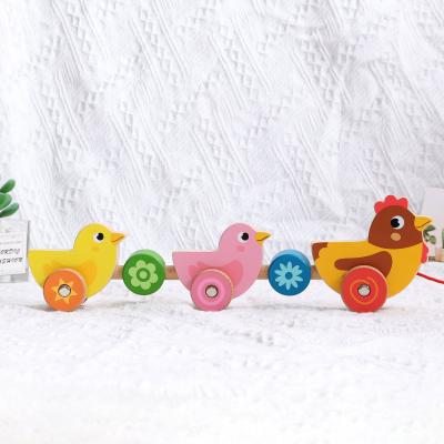 China Playing Newcomer Montessori Toys Pull Along Toy Hen Kids Child Educational Walking Toy for sale