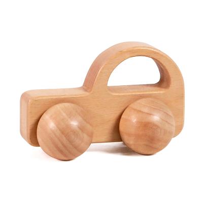 China Playing Toy Kids Wooden Hand Push Educated Hand Grip Small Car Toys 0-3 Years Old Baby Educational Toy Car for sale