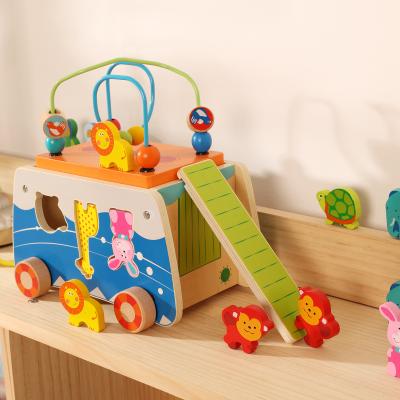 China Hot Selling Children's Intelligence Developing Educational Toy Car Wooden Shape Sorter Toy Animal Toys For Children for sale