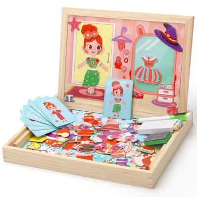 China New Arrival Children's Magnetic Puzzle Toy Hot Educational Toy Wooden Jigsaw Puzzle Box for sale