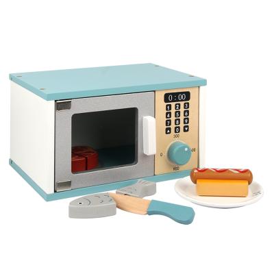 China Children Wooden Kitchen Toys Set Role Playing Play Kitchen Series Microwave Oven Toys Children Pretend Play Interactive Toy for sale