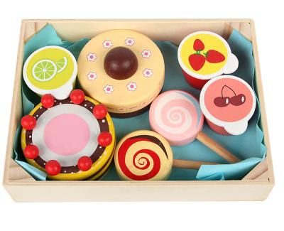 China Kids Role Play Wooden Wooden Grocery Sets Kitchen Toys Simulation Pretend Play Toy Fruit Cutting Food Toys for sale