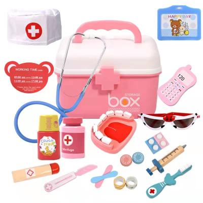 China Wooden Most Popular Wooden Medical Box Preschool Educational Doctor Play Set Toy Doctor Set Wood for sale