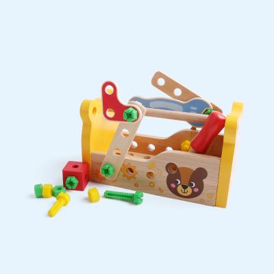 China DIY TOY Popular Yellow Portable Toolbox DIY Wooden Educational Toy Durable Montessori Wooden Toy for sale