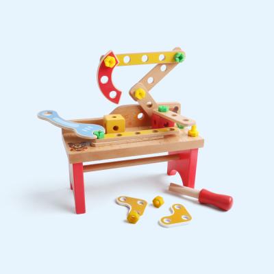 China DIY Toy Hot Sale DIY Montessori Building Assembly Tool Box Colorful Wooden Toy for sale