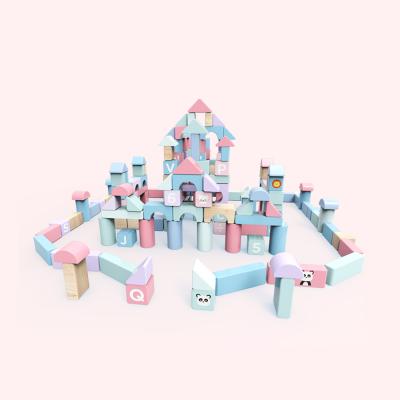 China Hot Sale Educational Wooden Toy Macaron Intelligence Wooden Block Educational Building Block Toy for sale