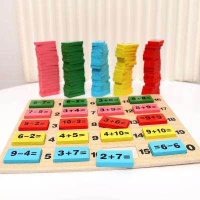 China Digital Mathematics Dominoes Games Kids Wooden Toys Fun Educational Toy Baby Education Enlightenment Wooden Teaching Toys for sale